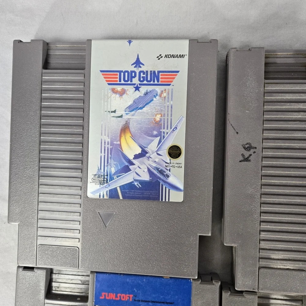 Lot of 5 Nintendo NES Top Gun, Sky Shark, wizardsand Warriors, Bayou Billy, fest